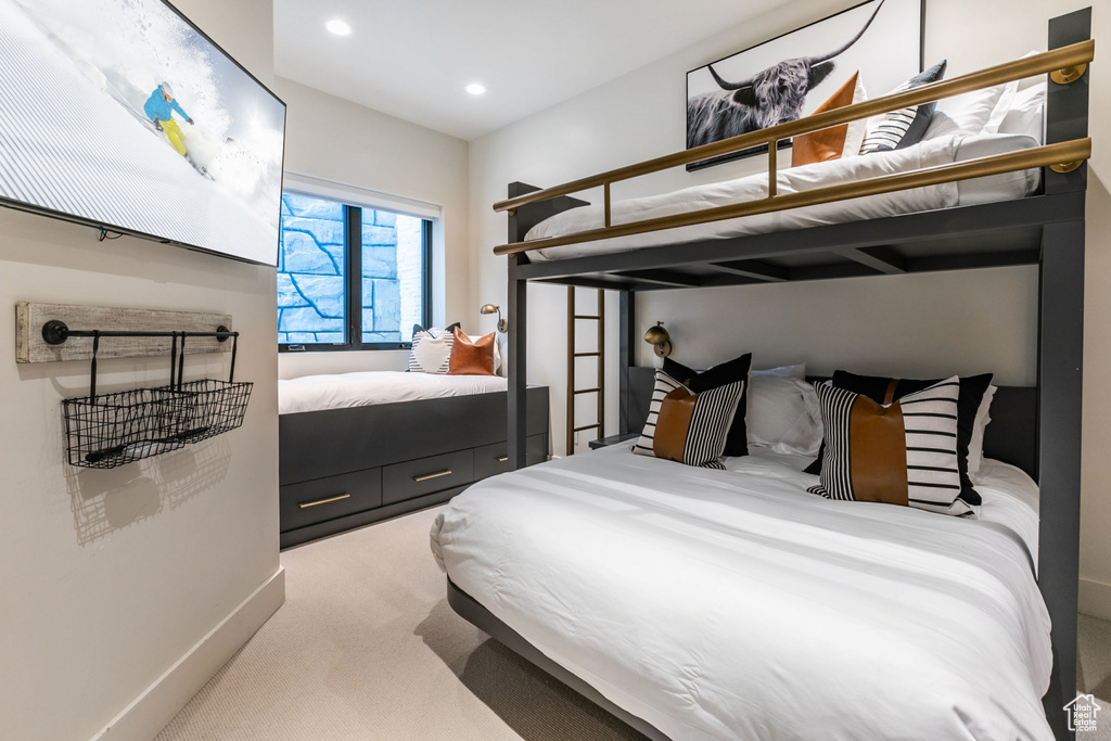 Bedroom featuring carpet and recessed lighting