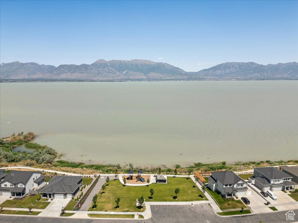 Drone / aerial view of a water and mountain view
