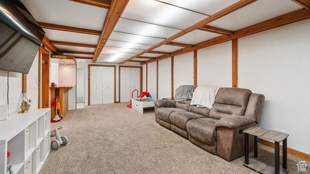 Living room with carpet flooring