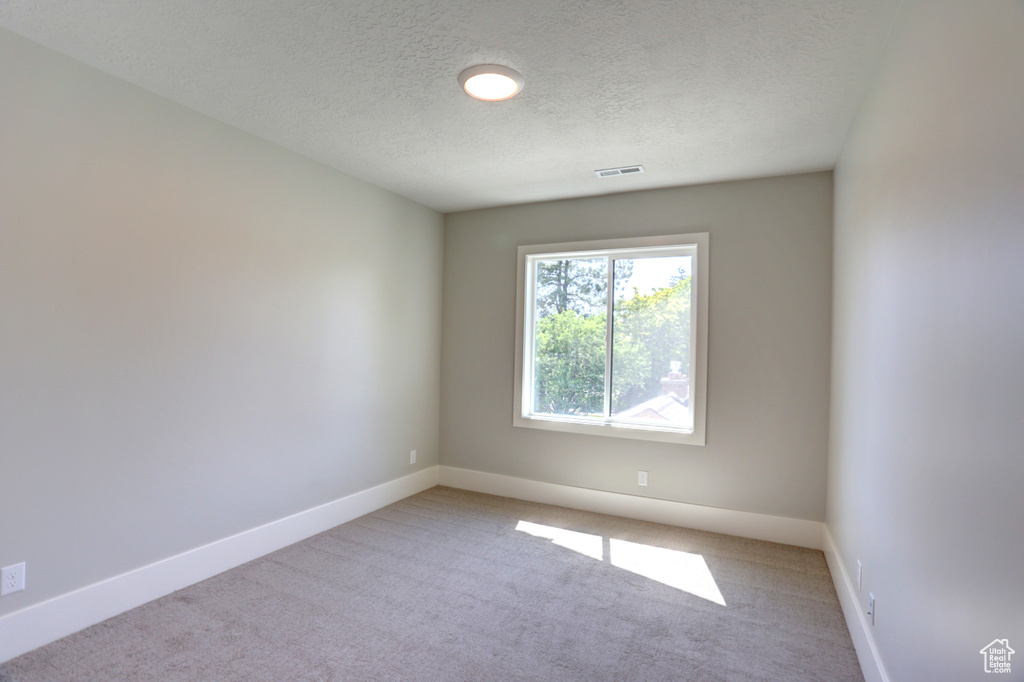 Spare room featuring carpet floors and a textured ceiling