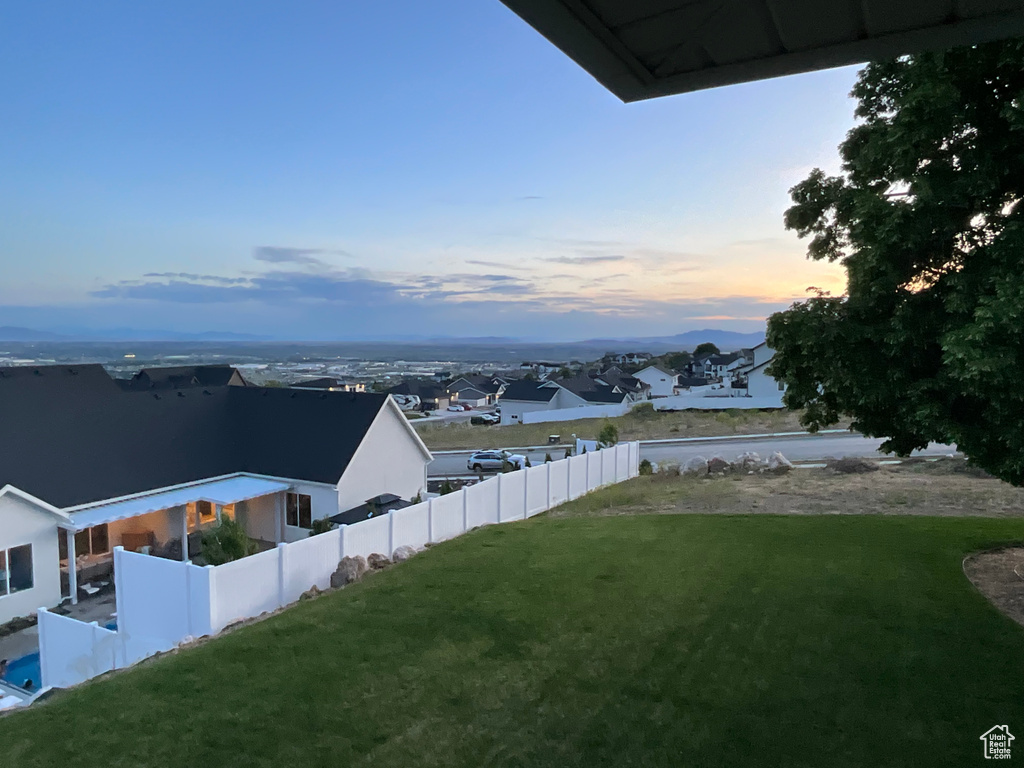 View of yard at dusk
