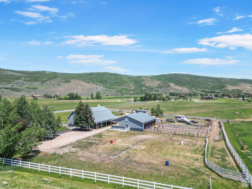 View of rural area with mountains and a pastoral area