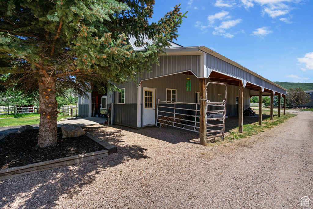 View of horse barn