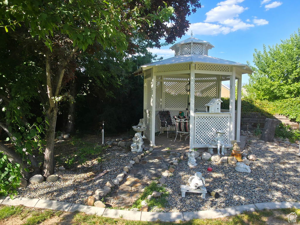 View of yard with a gazebo