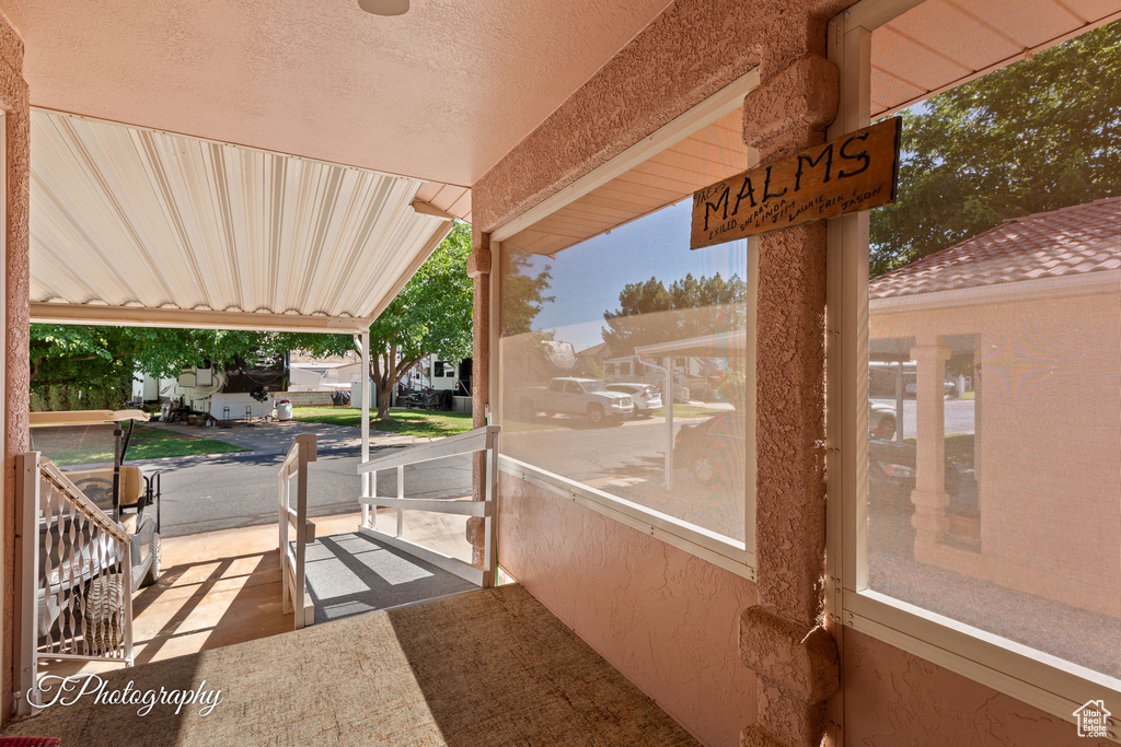 View of covered porch