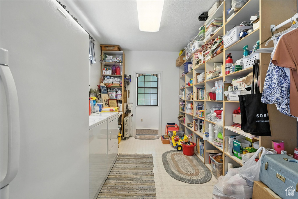 Storage area with washer and clothes dryer
