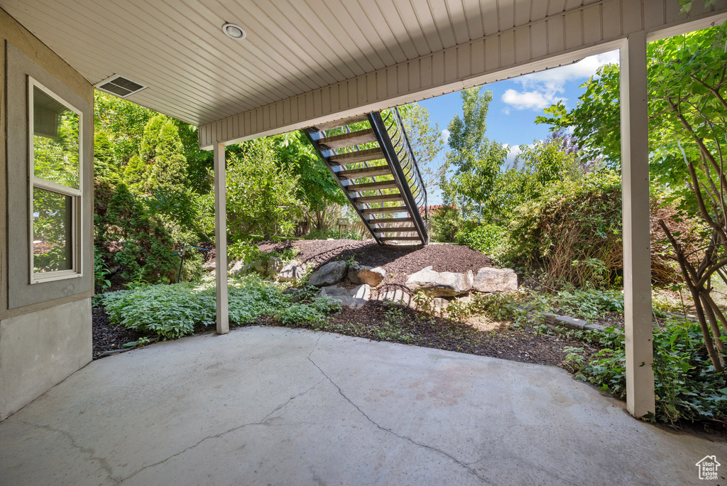View of patio / terrace featuring stairs