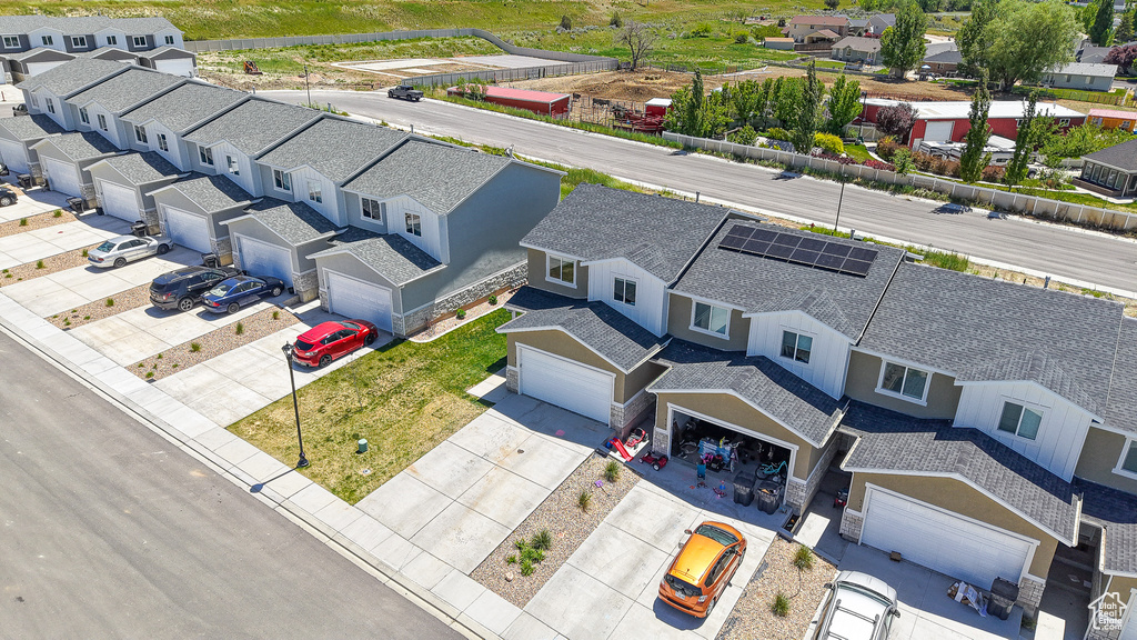 Aerial perspective of suburban area