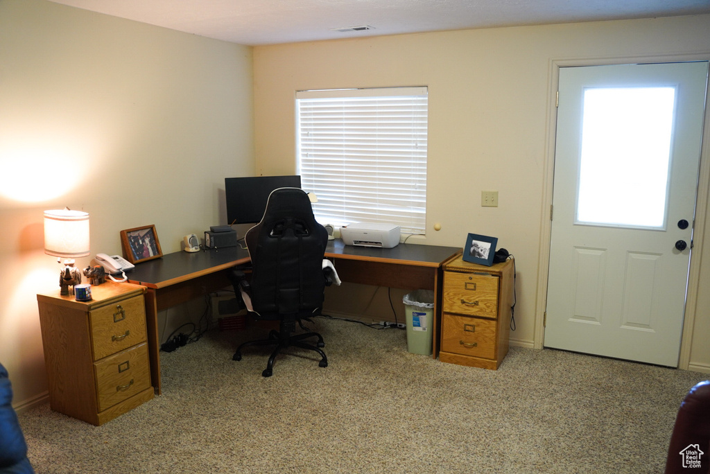 Office space with carpet