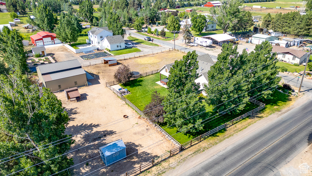 Aerial perspective of suburban area