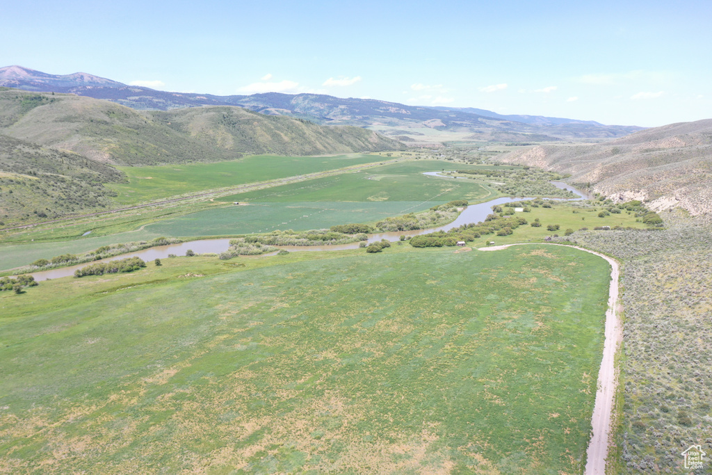 View of mountain background featuring a nearby body of water