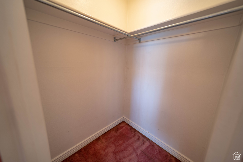 Spacious closet with dark carpet