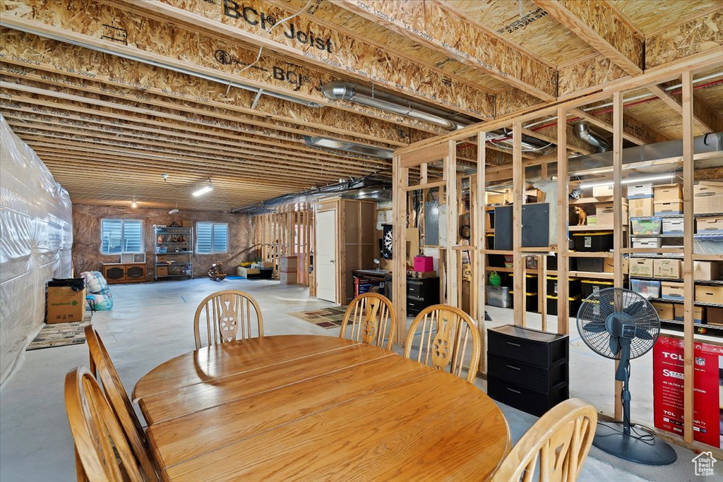 Dining area with concrete floors