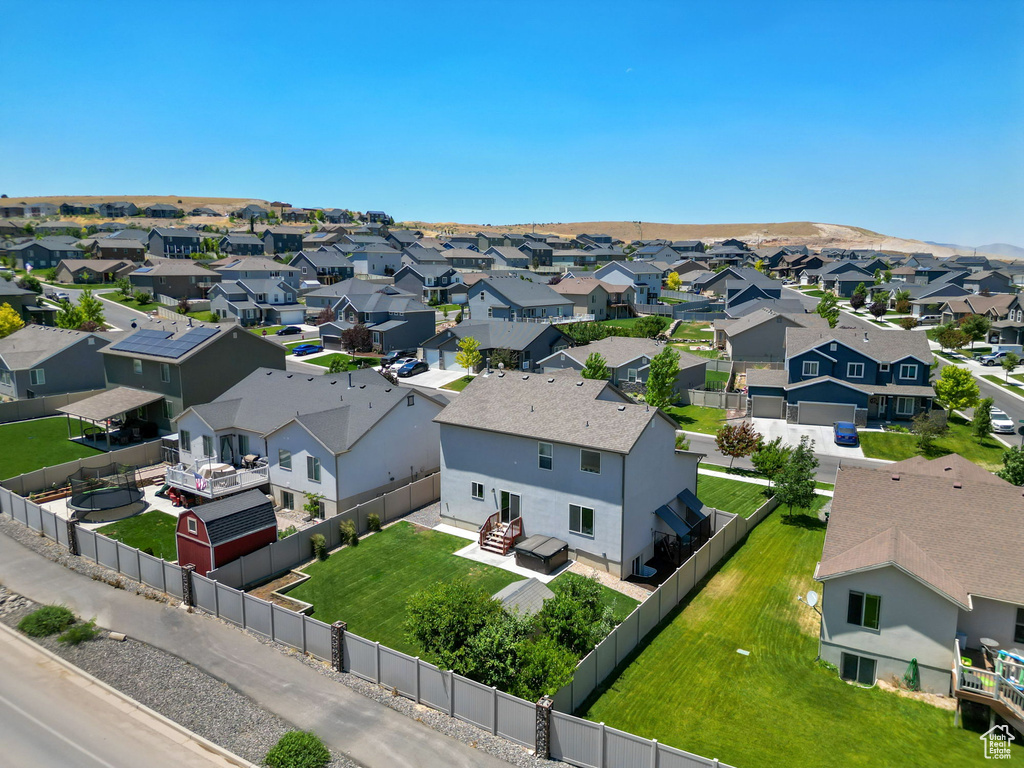 Aerial perspective of suburban area