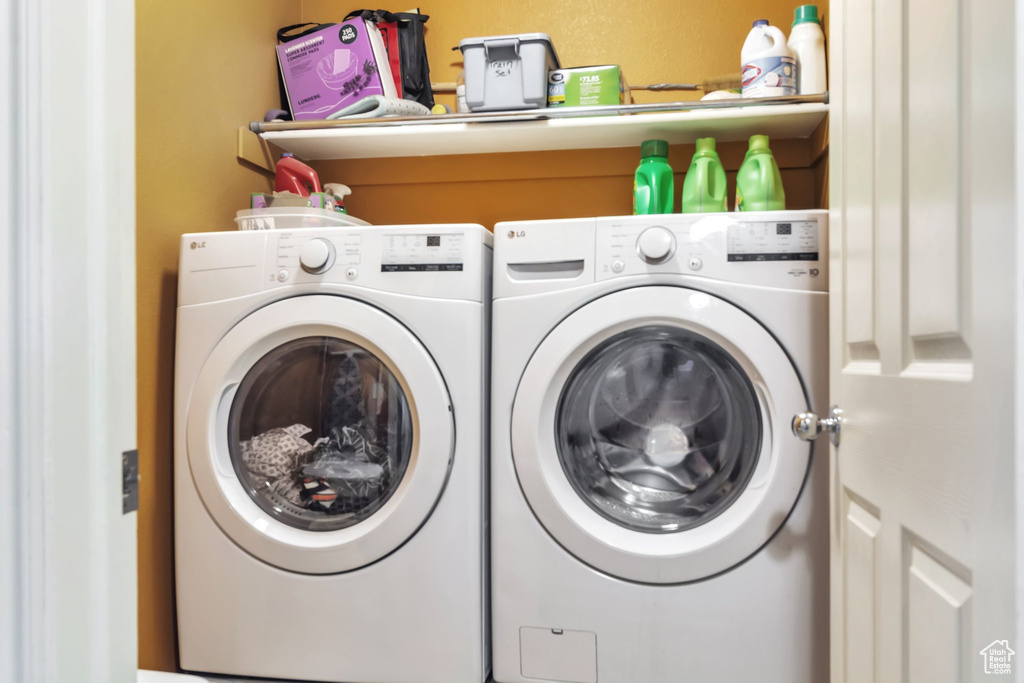 Laundry area featuring washing machine and dryer