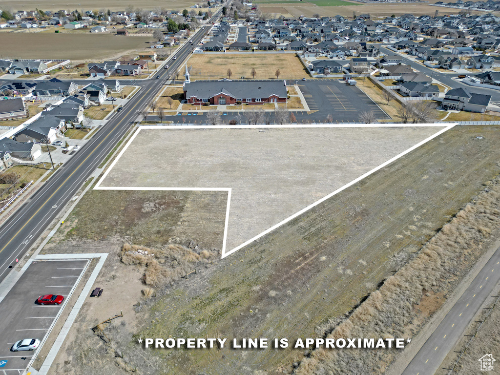 Aerial perspective of suburban area