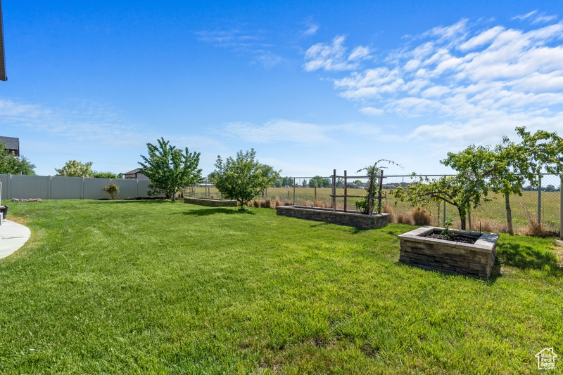 View of fenced backyard