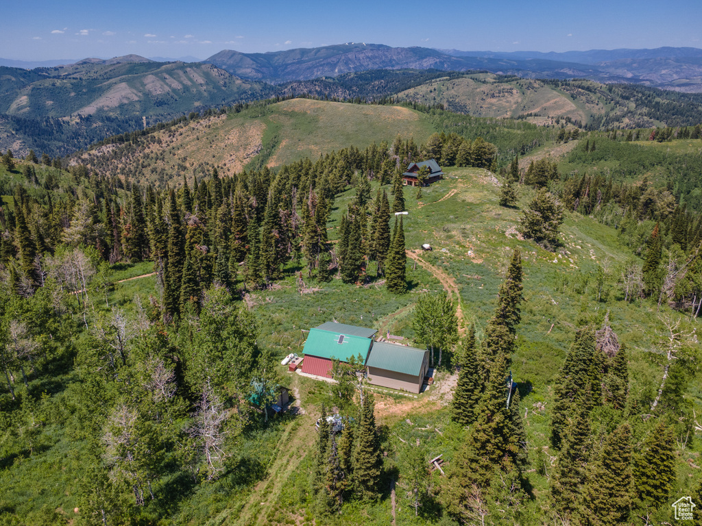 View of subject property with a mountain backdrop