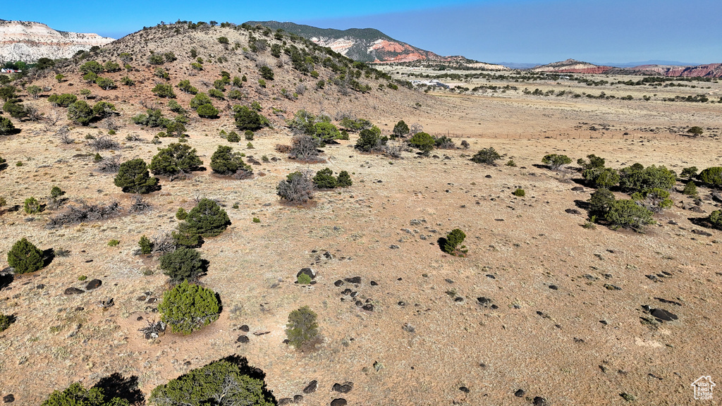 Mountain view featuring a desert landscape