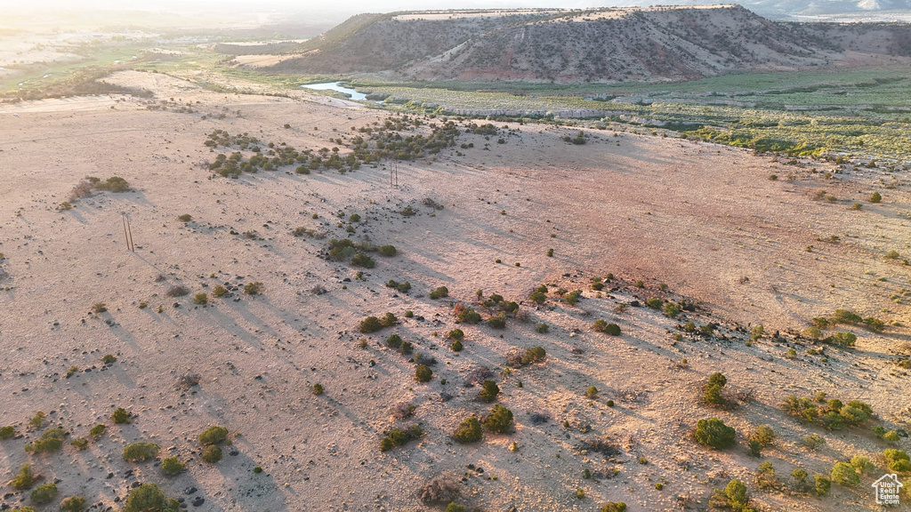 View of mountain background with a desert landscape and rural landscape