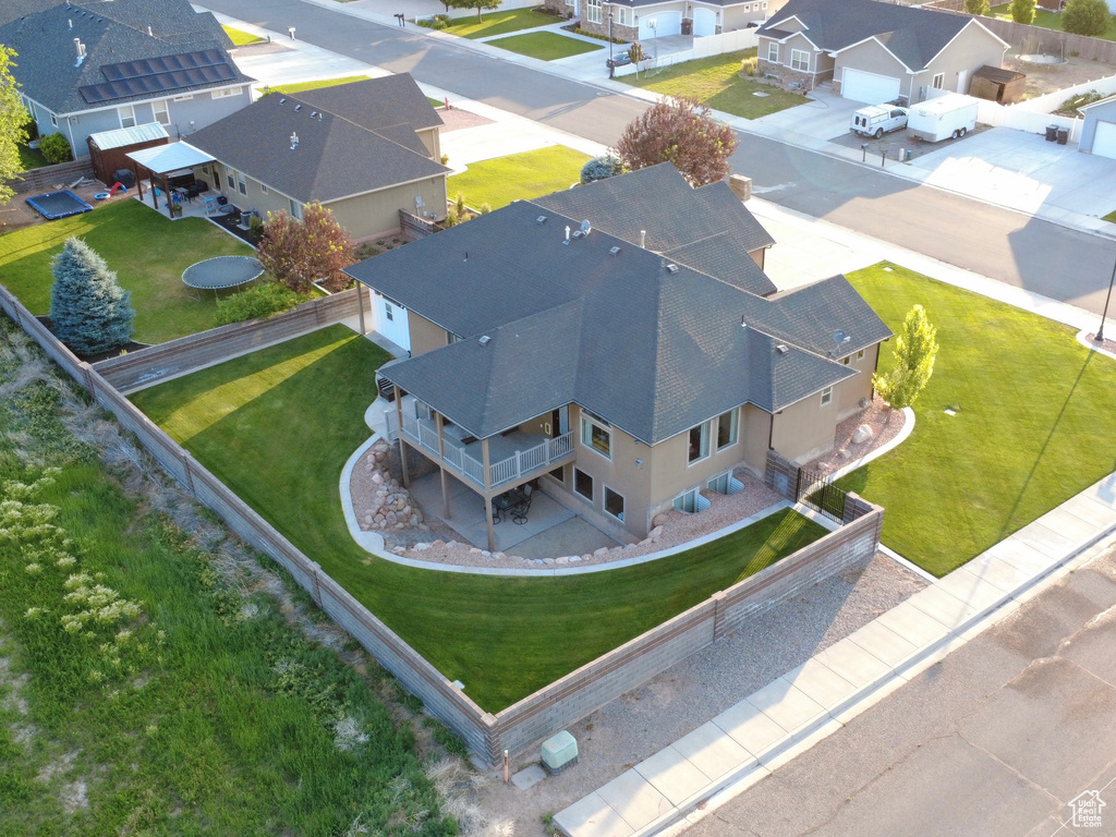 Aerial perspective of suburban area