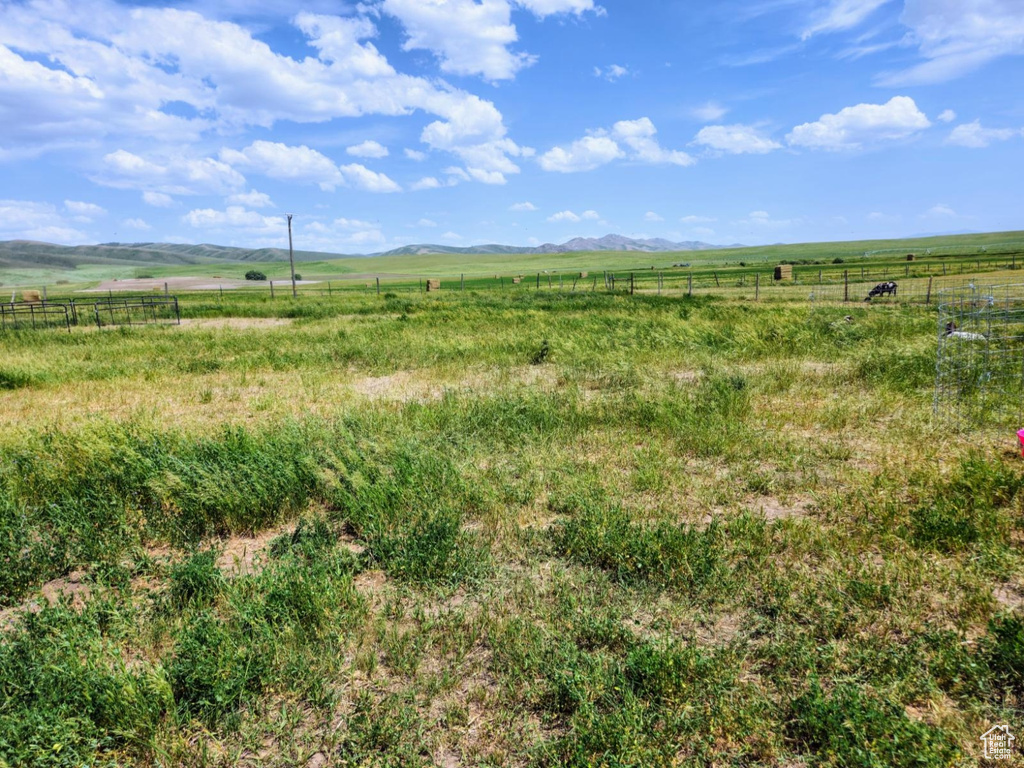 View of yard featuring a view of rural / pastoral area and a mountain view