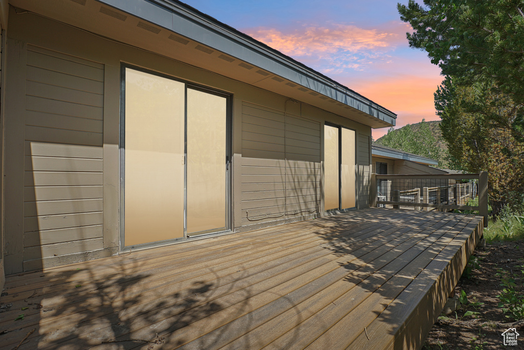 View of deck at dusk