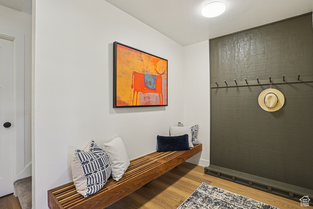 Mudroom with wood finished floors