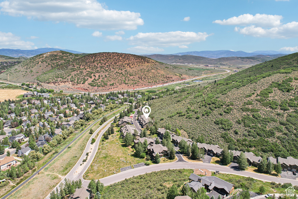 Aerial perspective of suburban area featuring mountains
