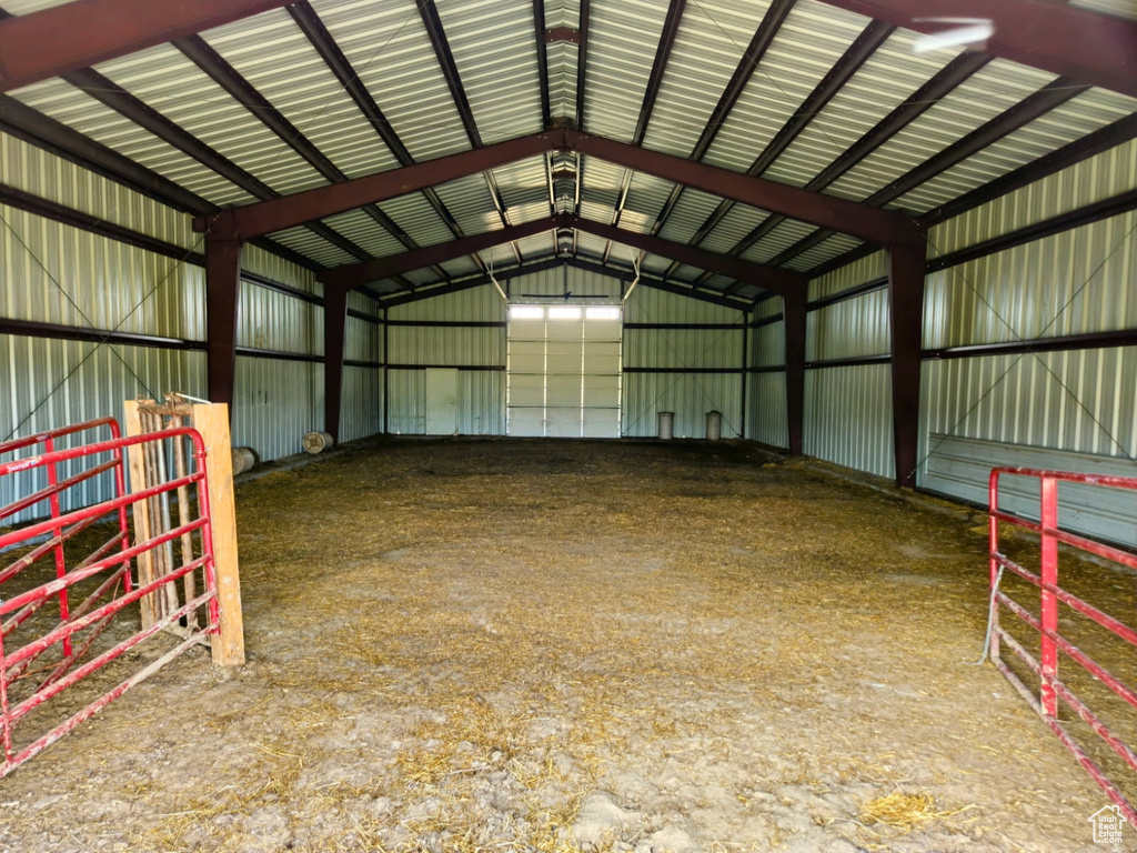 Garage with metal wall