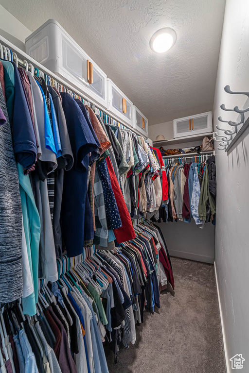 Walk in closet featuring carpet flooring