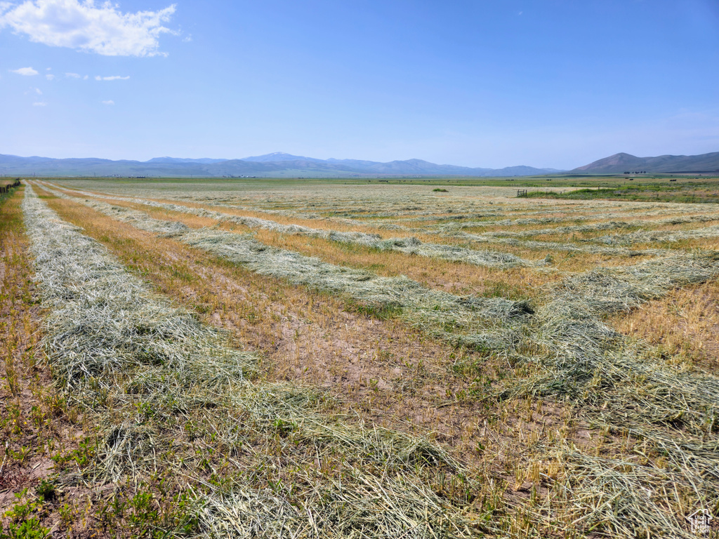 View of mountain background featuring rural landscape