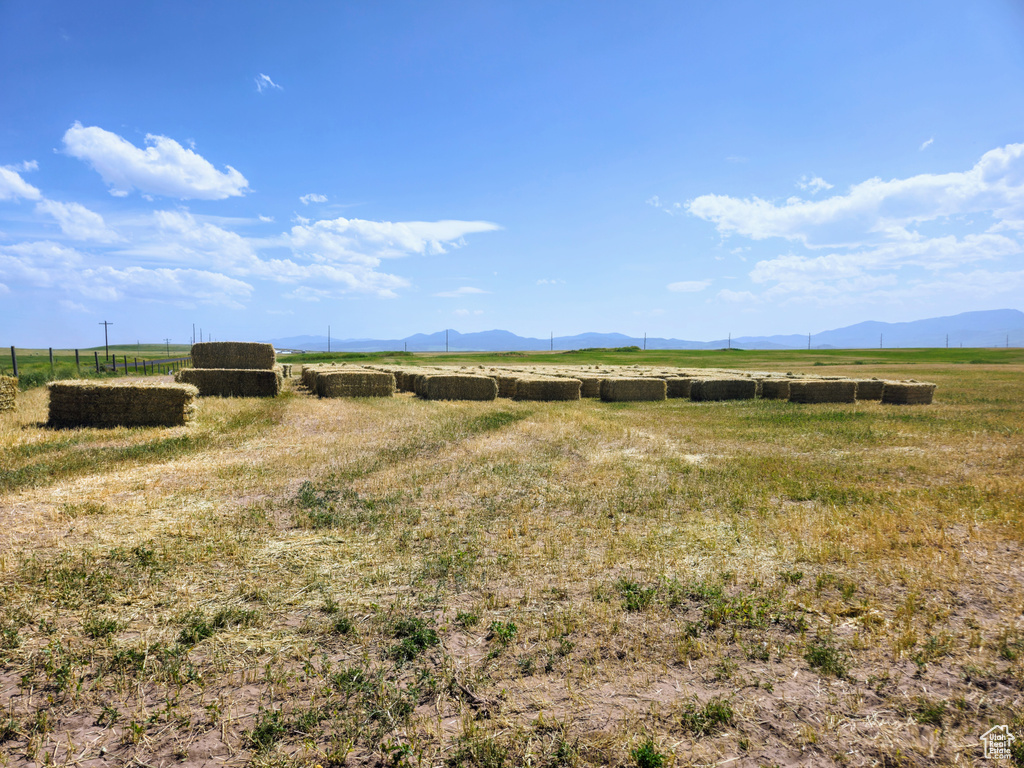 View of yard featuring a rural view and a mountain view