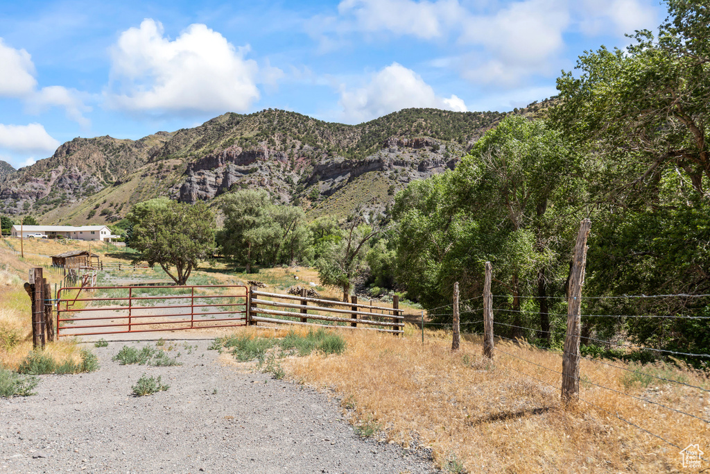 Mountain view with rural landscape