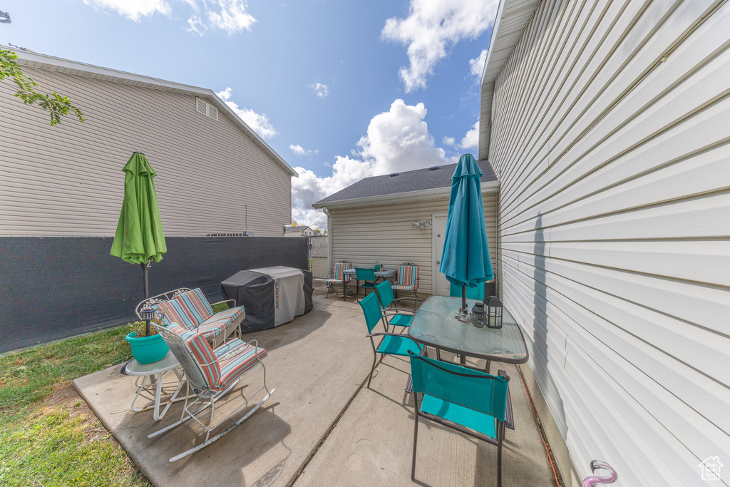 View of patio / terrace with a grill