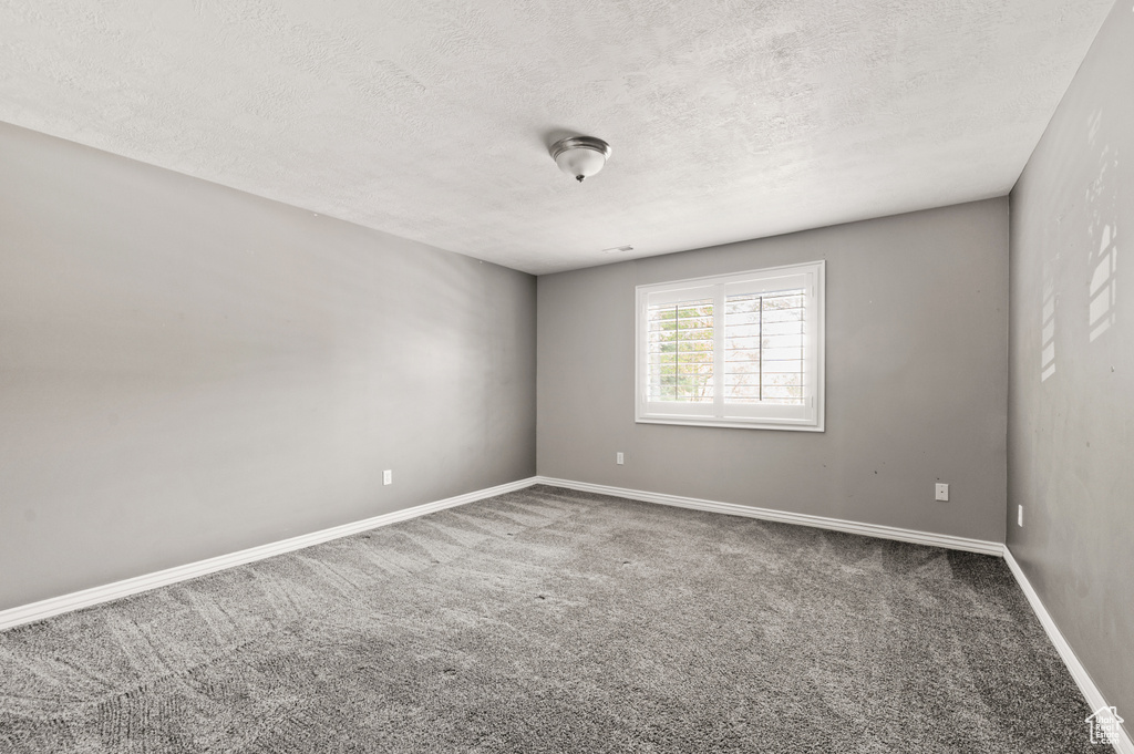 Spare room featuring carpet floors and a textured ceiling