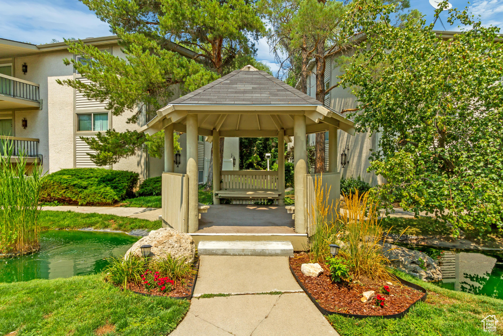 View of community featuring a gazebo