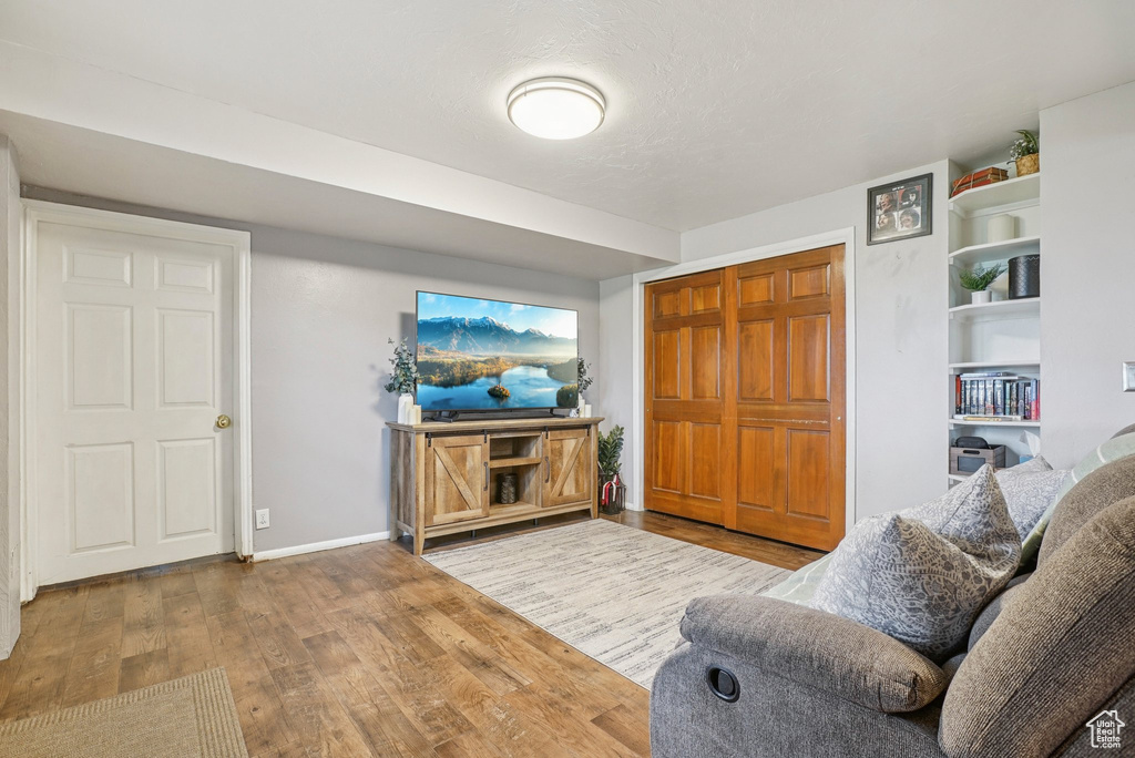 Living room with wood finished floors