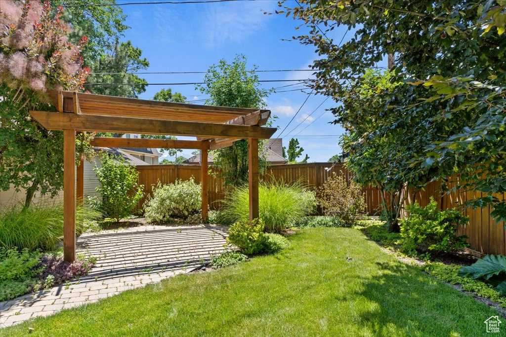 View of fenced backyard