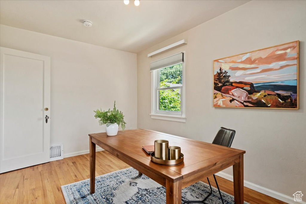 Office featuring light wood-style floors