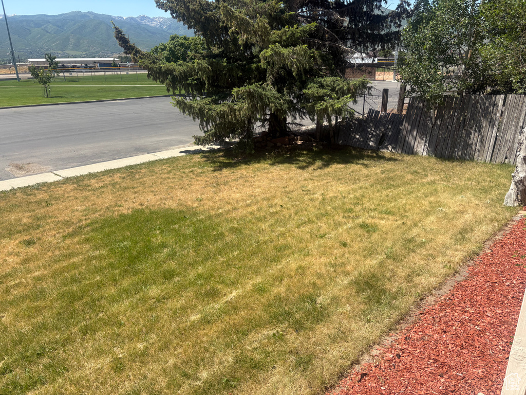 View of yard featuring a mountain view
