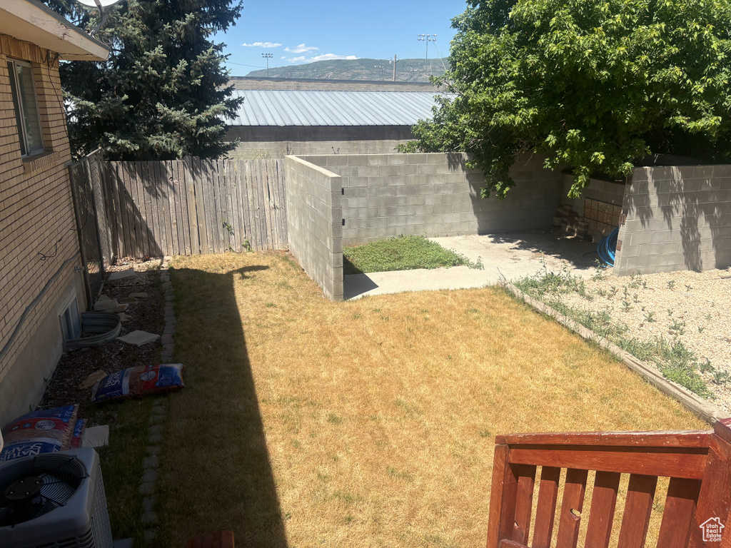 View of fenced backyard