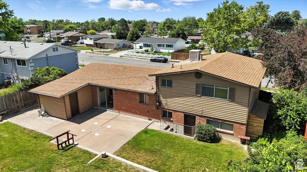 Aerial perspective of suburban area