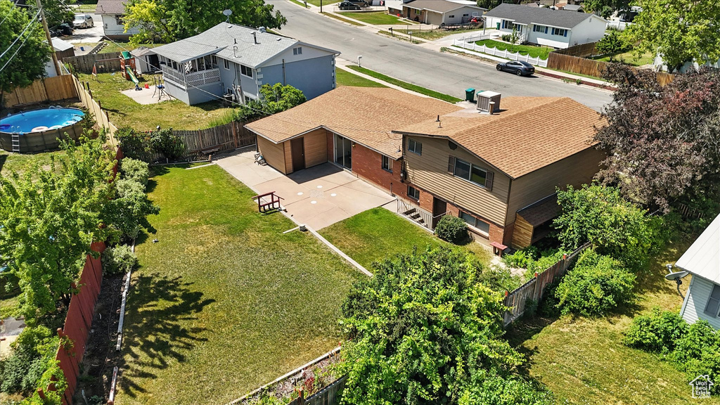 Aerial perspective of suburban area