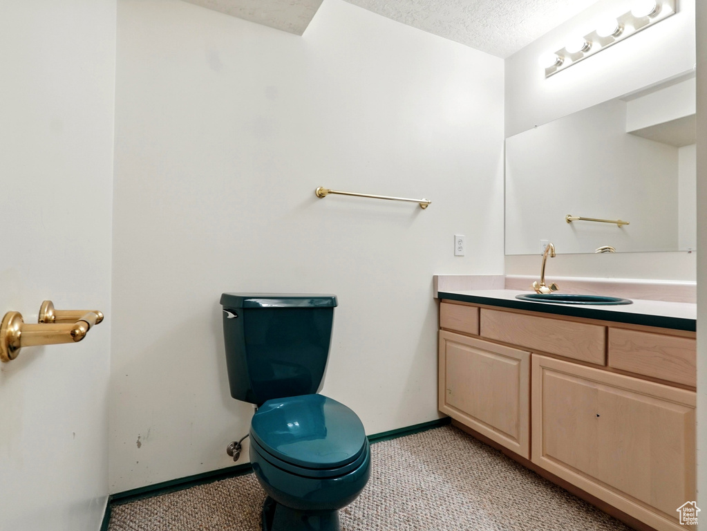 Bathroom featuring vanity and a textured ceiling
