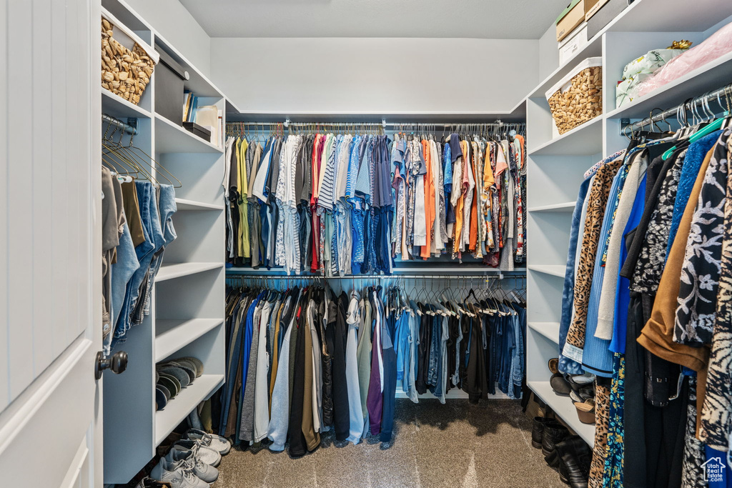 Walk in closet featuring carpet floors