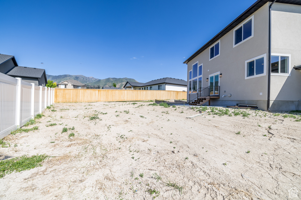 View of yard with a mountain view