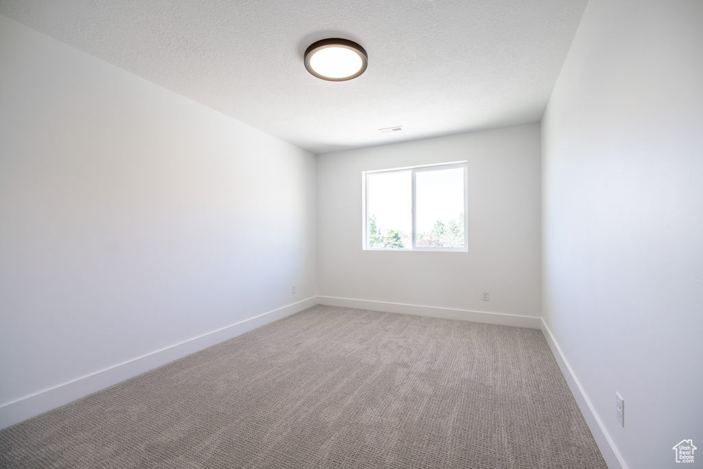 Spare room with light colored carpet and baseboards