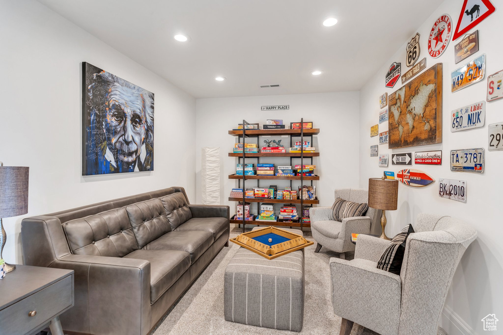 Living room with recessed lighting