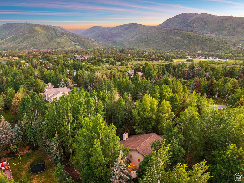 Aerial view of a mountainous background